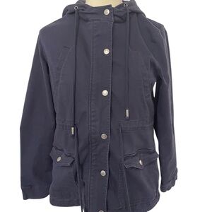 Market & Spruce Navy Utility Jacket Lightweight, Hoodie, Women's Small